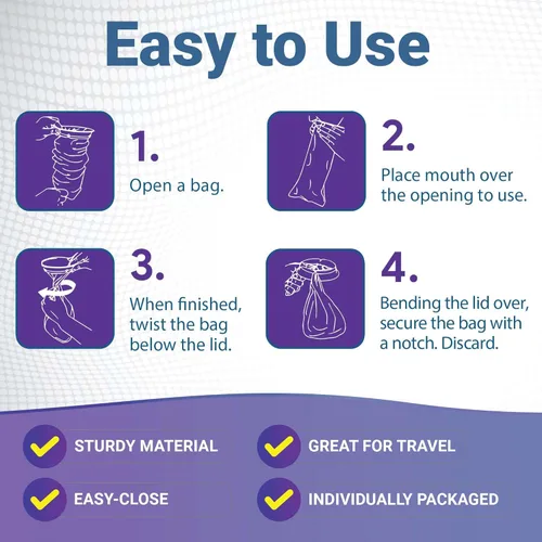 Vista 3 de Bolsas de vómito desechables para niños, paquete de 20 – Bolsas de Barf envueltas individualmente con bonito estampado de dinosaurio – Bolsas