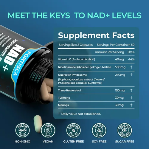 Suplemento NAD+, suplemento liposomal de 1000 mg NAD+ con resveratrol, suplemento NMNH 6 en 1 alternativo de alta pureza NAD Plus para hombres y