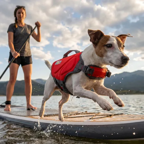 Vista 8 de Outward Hound - Chaleco salvavidas de neopreno para perros Azul