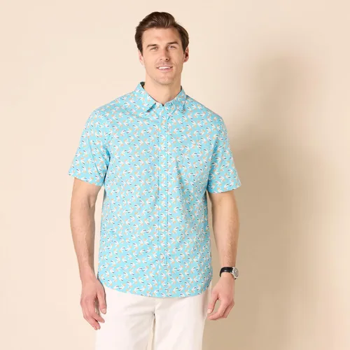 Vista 6 de Tienda Essentials Camisa de popelina de manga corta ajustada para hombre
