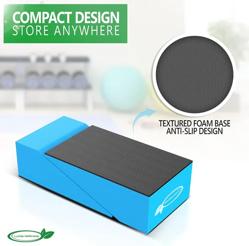 Vista 3 de Lumia Wellness Bloques de cuña de espuma para yoga, bloque sacro pélvico, parte inferior antideslizante, elevación de pantorrilla, bloque