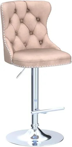 Vista 50 de Aoowow Juego de 2 taburetes de bar giratorios, taburetes de bar ajustables con respaldo de terciopelo copetudo, sillas de bar modernas tapizadas