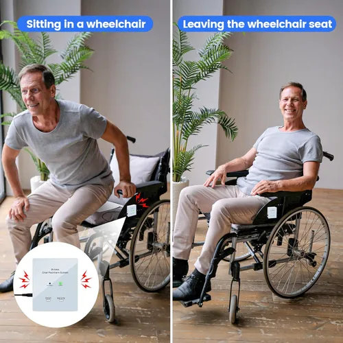 Vista 2 de Alarma de silla para pacientes ancianos con demencia, alarmas de silla briidea y prevención de caídas para ancianos, doble protección de iluminación