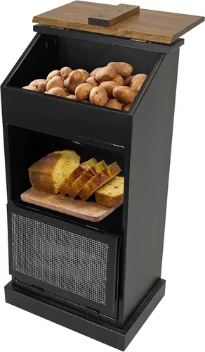 Vista 10 de Peaceful Classics Contenedores de almacenamiento de pan de madera, contenedor decorativo de almacenamiento de papas y cebollas, papelera de papa