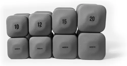 Vista 52 de WeGym SafeGrip - Mancuernas cuadradas con asas antideslizantes, pesas libres estéticas para entrenamientos en casa, diseño estable que evita rodar