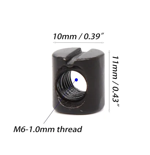 Vista 2 de binifiMux Paquete de 10 tornillos Allen de cabeza hueca negros M6 de 4.331 in de largo, tuercas de barril para muebles, mesa y cama
