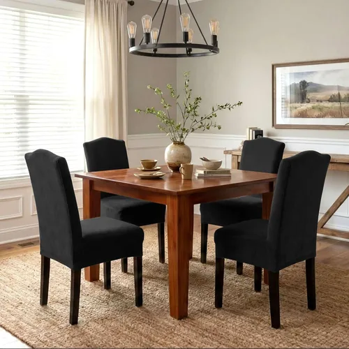 Vista 4 de H.VERSAILTEX - Fundas de terciopelo para sillas de comedor, juego de 2 fundas elásticas para sillas de comedor, fundas protectoras para sillas