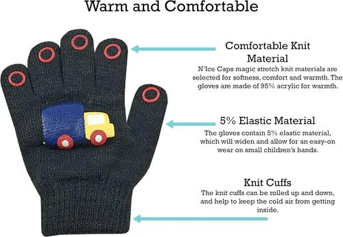Vista 3 de N'Ice Caps 3 pares de guantes elásticos mágicos para niños y niñas pequeños