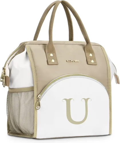 Vista 50 de Lonchera personalizada para mujer, inicial, bolsa de almuerzo aislada reutilizable, lonchera térmica de apertura amplia para adultos, bolsa