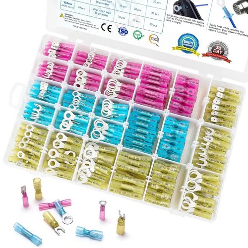 Vista 10 de TICONN 120 conectores de alambre termorretráctiles, kit de terminales eléctricos marinos automotrices impermeables, surtido de conectores