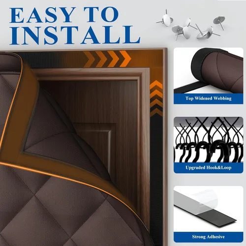 Vista 9 de MAGZO Cortina magnética para puerta con aislamiento térmico, 32" x 80", Oxford mejorado relleno de algodón engrosado, manta aislante resistente a