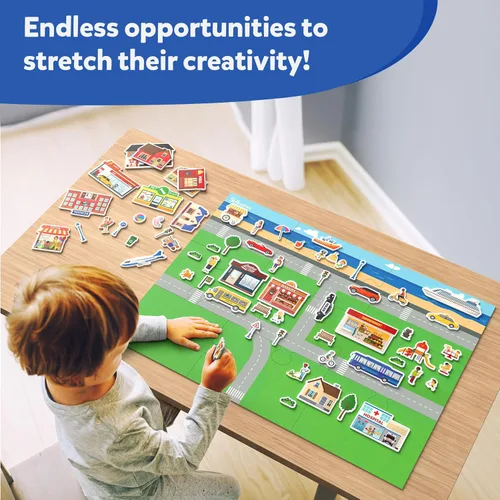 Vista 7 de Skillmatics Creative Toy Magnetopia - Diseña tu ciudad, juego interactivo de simulación para niños, niños pequeños, más de 60 piezas magnéticas