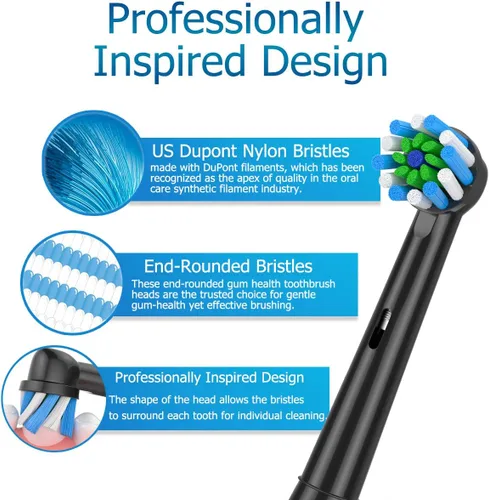 Vista 2 de Cabezales de repuesto para cepillo de dientes compatibles con Braun Oral B, compatibles con cepillo eléctrico Oral-B Pro 1000/2000/3000/5000/6000