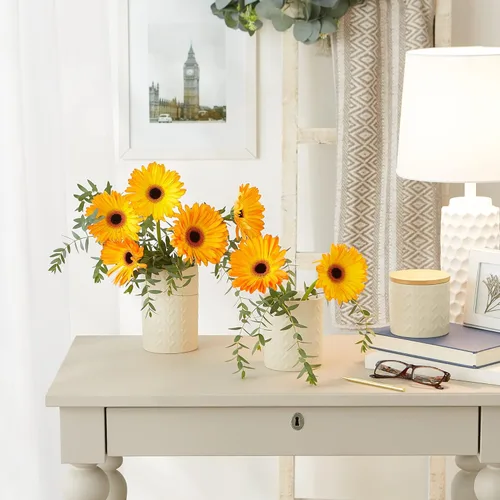 Vista 5 de DII Kitchen Accessories Collection, juego de recipientes de cerámica mate texturizados, color blanco antiguo, color vid, 3 piezas