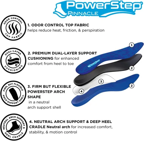 Vista 3 de Plantilla para zapato ortopédico Powerstep Pinnacle., Azul, hombre 3-3.5, mujer 5-5.5