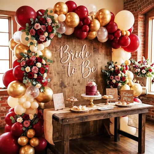 Vista 4 de RUBFAC - Kit de arco de globos de 129 piezas de color rojo rubí, diferentes tamaños de 18, 12, 10 y 5 pulgadas, globos de látex rojo cereza