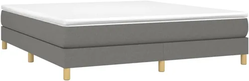 vidaXL Marco de cama con somier tamaño King, color gris oscuro, tela 100% poliéster, con advertencia California Prop 65