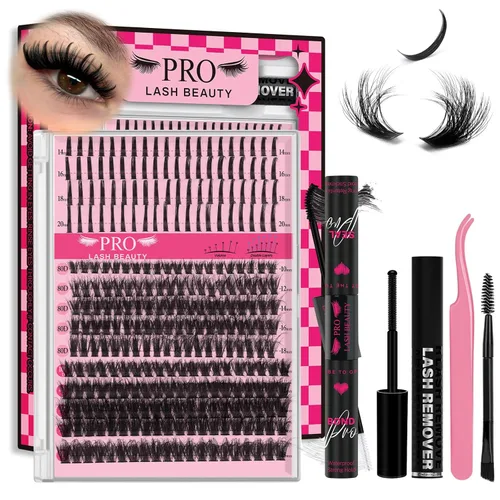 Vista 24 de PRO LASHBEAUTY Pestañas Individuales Estilo 3D 10-18mix Pestañas en Racimo 100D 200D Rizo D Pestañas Wispy Pestañas DIY en Casa