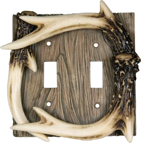 Vista 5 de Rivers Edge Products Rivers Edge Products Decora - Placa para interruptor de luz, doble balancín, cubierta de placa decorativa de poliresina