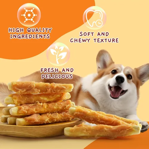 Vista 7 de Jungle Calling Galletas de pollo para perros, golosinas masticables suaves sin cuero crudo para recompensas de entrenamiento, 10.6 onzas