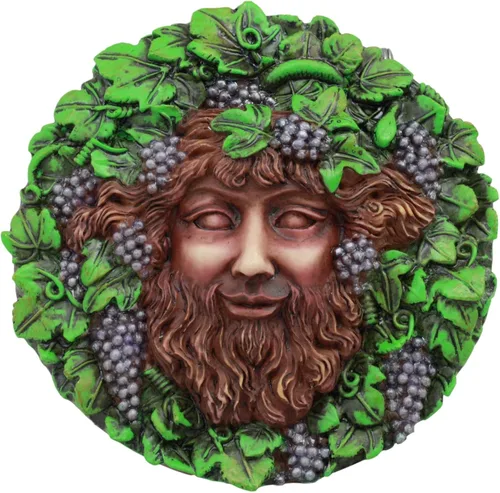 Vista 3 de Ebros Gift Oberon Zell - Placa de pared con diseño de dios del vino griego, dios, dios, baco y espíritu de la vid, 5.25 pulgadas de diámetro, Wicca