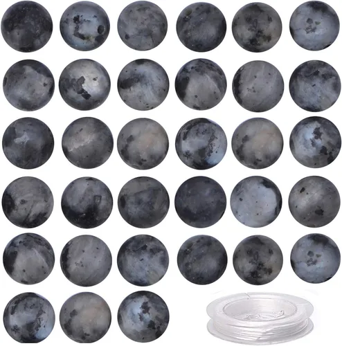 Vista 27 de 100 piezas de cuentas de cristal natural, piedras preciosas redondas sueltas de sanación energética con cordón elástico de cristal gratis