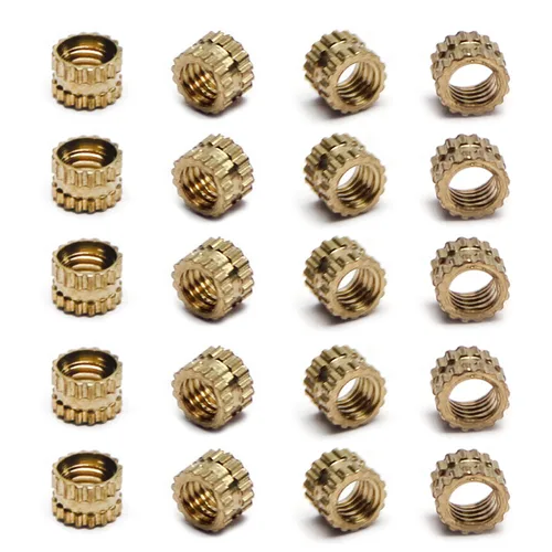 Vista 15 de Yinpecly 100 tuercas moleteadas M2.5, rosca hembra M2.0.197 x 0.150 x 0.157 in, inserción roscada métrica a través de rosca, ajuste prensado