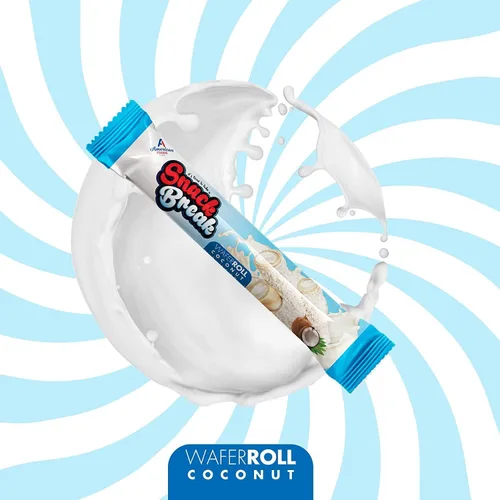 Vista 8 de Snack Break Snacks de oblea enrollada de coco con relleno cremoso de coco, bocadillos de oblea envueltos individualmente, (paquete de 24)