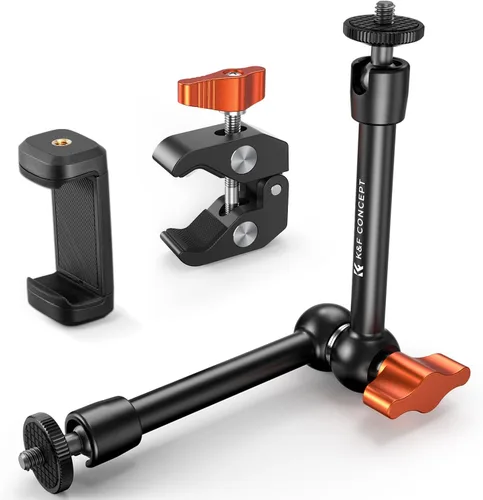 Vista 10 de K&F CONCEPT Kit de Abrazadera de Brazo Mágico de 9.8" con Tornillo de Rosca de 1/4" y 3/8", Cabezales Esféricos de 360°, Soporte de Cámara de Brazo