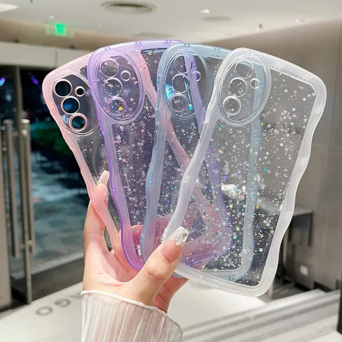 Vista 6 de ZTOFERA Funda protectora para Samsung Galaxy A14 4G/5G de 6.6", ondulada, con brillantina de estrella, poliuretano termoplástico transparente, suave