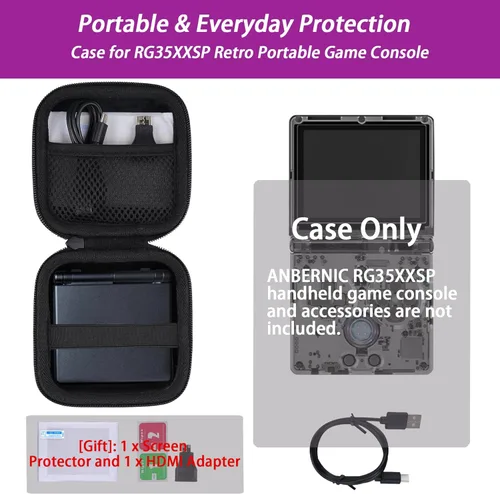 Vista 3 de khanka Estuche de viaje rígido de repuesto para RG35XXSP Flip Portable Flip Retro Handheld Game Consola, solo funda (negro)