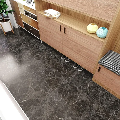 Vista 4 de VEELIKE Azulejos de vinilo de mármol marrón oscuro de 12 x 24 pulgadas, azulejos de vinilo de mármol para despegar y pegar, impermeable