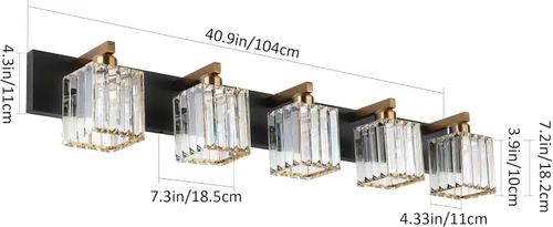 Vista 4 de Aipsun Lámpara de Tocador Moderna para Baño Accesorios de Iluminación 5 Luces Lámpara de Tocador de Baño de Cristal (Excluye Bombilla)