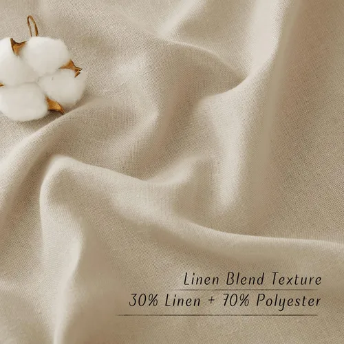 Vista 5 de NICETOWN 2 paneles de cortinas de lino con ojales de 55 x 120 pulgadas con 4 paneles de 52 x 18 pulgadas, cenefa de lino con lazo, angora