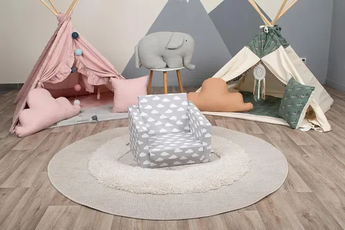 Vista 30 de Delsit Sofá infantil para niños pequeños – Sillón convertible de espuma 2 en 1 a tumbona, cómodo sillón abatible, sofá para niños, fabricado