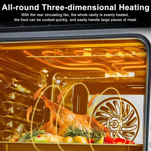 Vista 4 de Horno de pared simple de 24 pulgadas, horno eléctrico de pared integrado de 2.5 pies cúbicos con 8 funciones de cocción en acero inoxidable, control