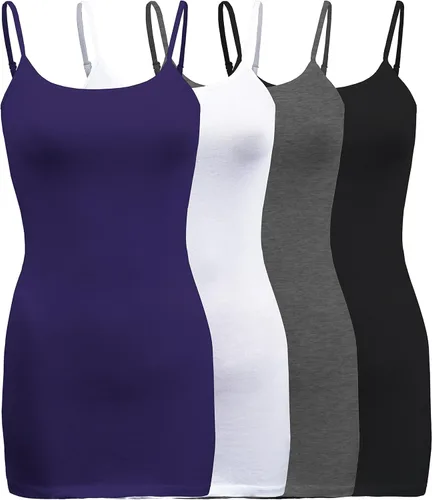 Vista 27 de ShezPretty - Camiseta sin mangas básica para mujer con tirantes tipo espagueti ajustables, 4