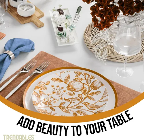 Vista 4 de Trendables Juego de 40 platos desechables de plástico para 20 invitados, platos de postre de 20 x 8 pulgadas y platos de plástico desechables de 20