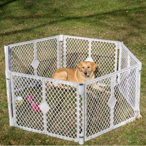 Vista 16 de MYPET Extensión de 2 paneles para Puerta para el patio para mascotas: Fabricado en EE. UU. Independiente. Aumenta el área de juego hasta 34 pies