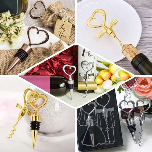 Vista 5 de Efavormart - Abridor de botellas de vino y tapón de metal plateado con caja de regalo de terciopelo