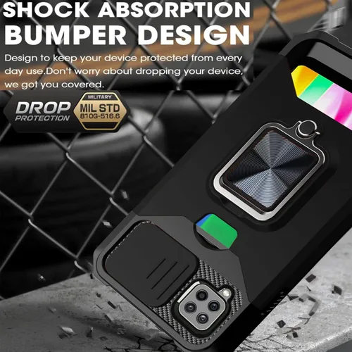 Vista 3 de Asuwish Funda compatible con Samsung Galaxy A22 4G de 6.4 pulgadas y protector de pantalla de vidrio templado, soporte para tarjetas, funda delgada