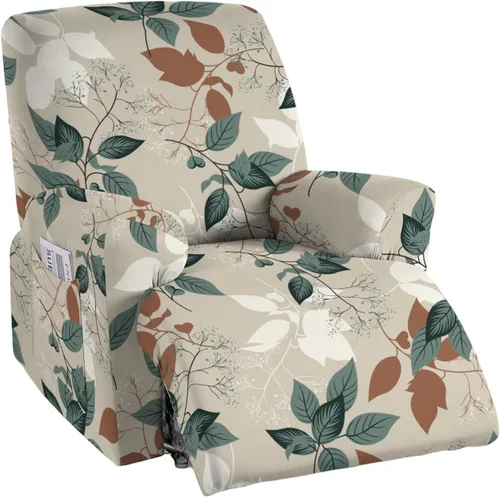 Vista 15 de CRFATOP Funda elástica para sillón reclinable, 4 piezas, fundas impresas para silla reclinable de 1 asiento, colección Fallon, protector de muebles