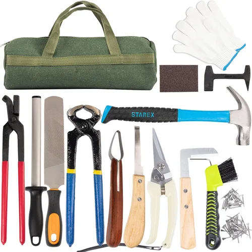 Farrier Tools - Cortadores de pezuñas de caballo, kit de 64 piezas de recortadores de pezuñas de cabra de 8 pulgadas, pinzas de escobilla de