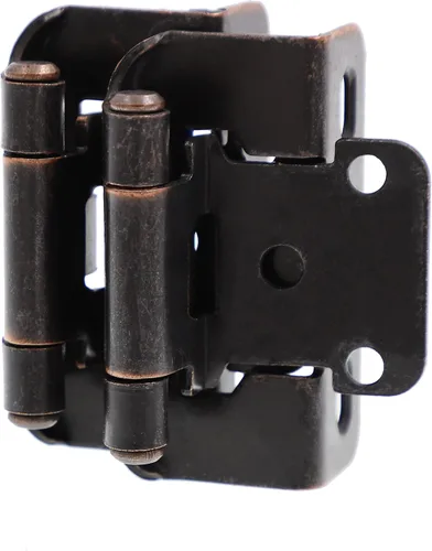 Vista 12 de DecoBasics Paquete de 2 bisagras negras superpuestas de 1/2 pulgada para puertas de cabina (1 par), bisagra de marco de cara semioculta de cierre