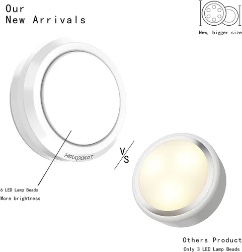 Vista 5 de HOLKPOILOT Luces de disco con control remoto, funciona con pilas debajo del gabinete, iluminación de disco debajo del mostrador, luces inalámbricas