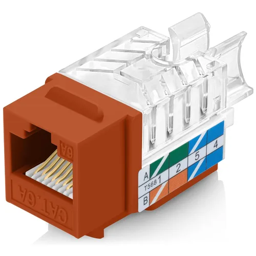 Vista 23 de Everest - Paquete de 10 conectores Keystone RJ45 Cat5e en ángulo de 45°, color negro, conectores RJ45 hembra de perfil delgado, conector Keystone