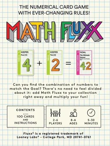 Vista 5 de Looney Labs Juego de cartas Math Fluxx - Aventura matemática para todas las edades