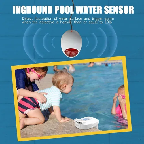Vista 5 de IC ICLOVER Alarma de seguridad para piscina al aire libre, sensor de movimiento de agua junto a la piscina con receptor remoto, sistema de monitoreo