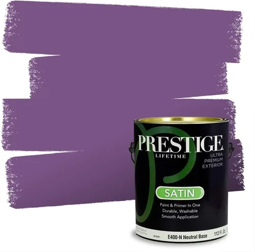 Vista 118 de PRESTIGE Pinturas de pintura interior e imprimación en uno, 1 galón, plano, combinación comparable de Sherwin Williams* Kimono Violet*