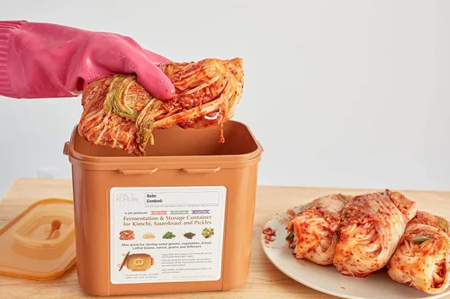 Vista 9 de Auténtico contenedor Crazy Korean Cooking Kimchi de 0.9 galones (3.4 litros), paquete de 2
